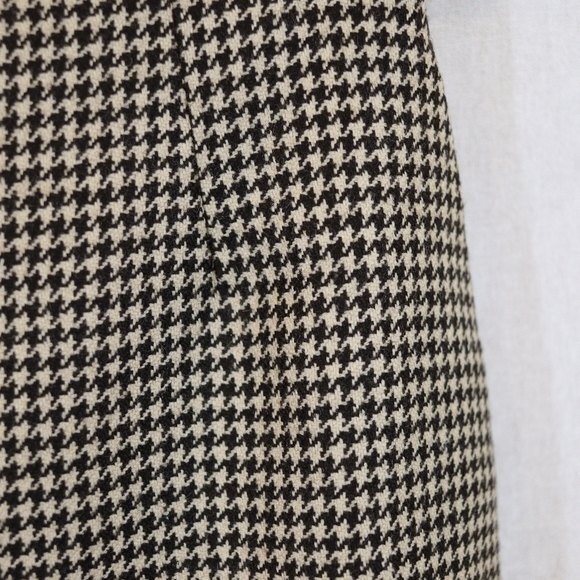 Vertigo Paris Vintage 90s Wool Houndstooth Pencil Skirt Cream Black Size 10 - Picture 5 of 9